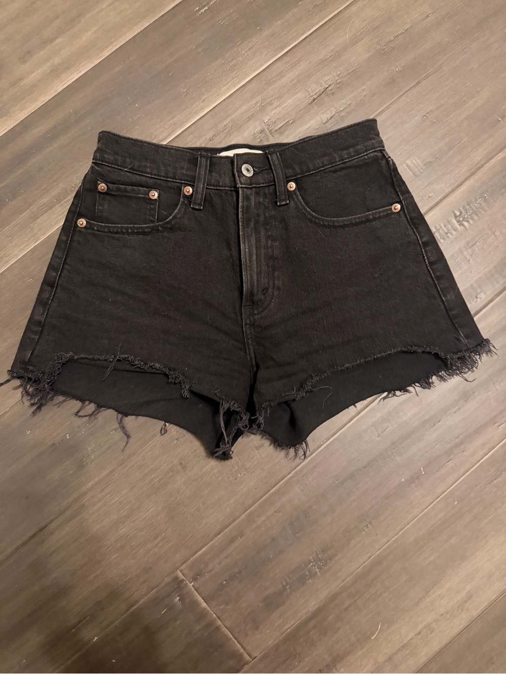 Abercrombie & Fitch Black Distressed High-Rise Denim Shorts